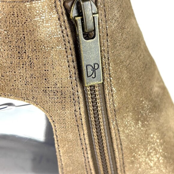 Donald J. Pliner Irene-60 Metallic Gold Peep-Toe Booties - Size 7M - Picture 5 of 13